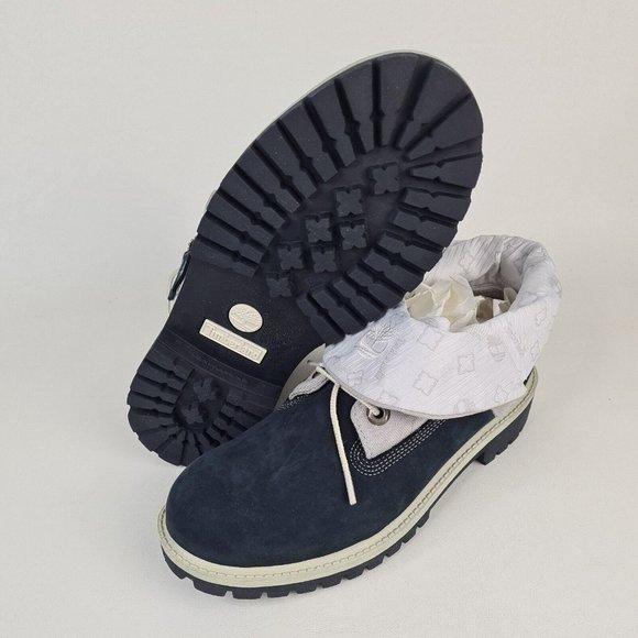 Timberland Roll Top Boys Boots Waterproof Navy Leather Winter New - Picture 10 of 12